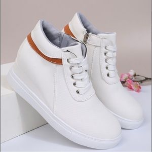 White Zip-Up Wedge Sneaker